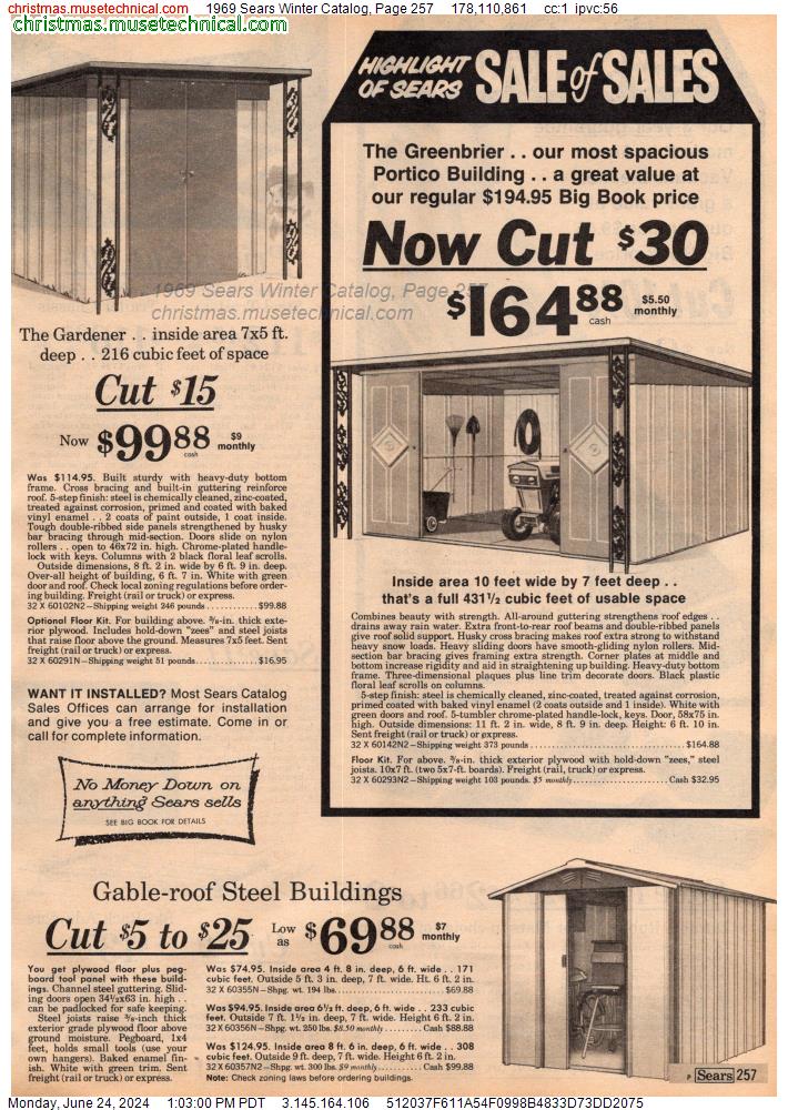1969 Sears Winter Catalog, Page 257