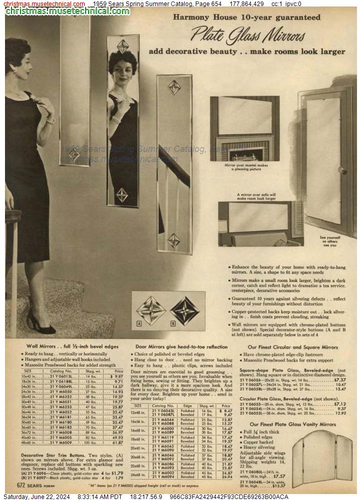 1959 Sears Spring Summer Catalog, Page 654