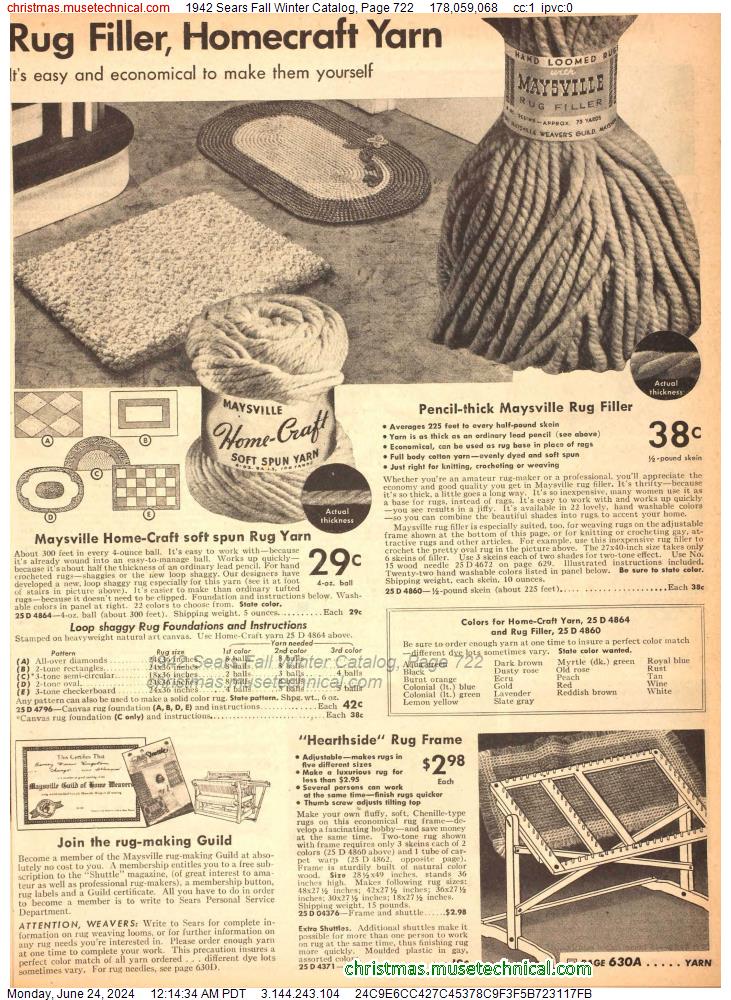 1942 Sears Fall Winter Catalog, Page 722