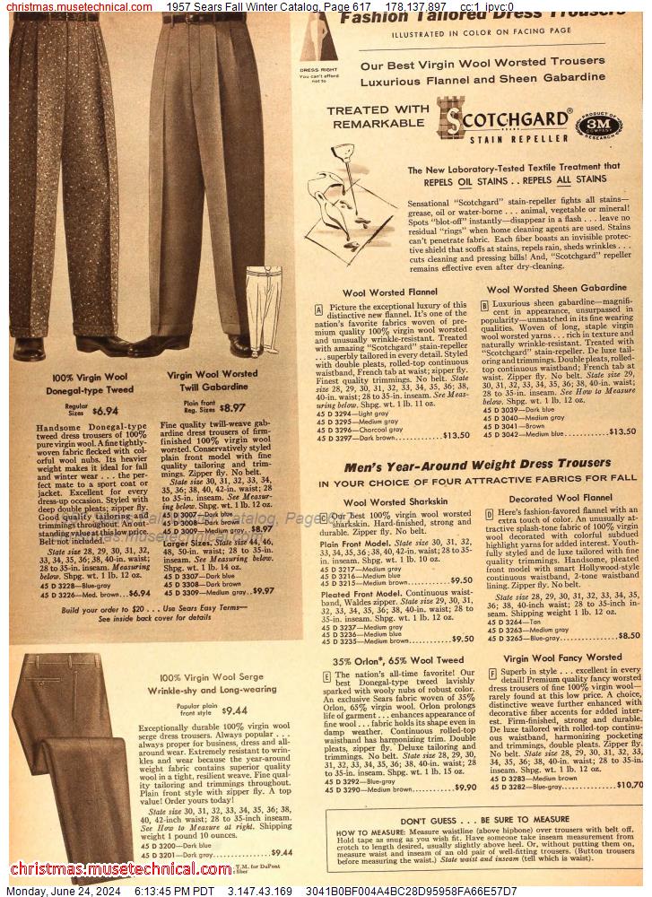 1957 Sears Fall Winter Catalog, Page 617