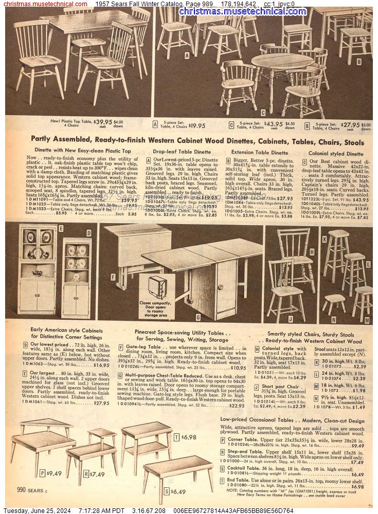 1957 Sears Fall Winter Catalog, Page 989