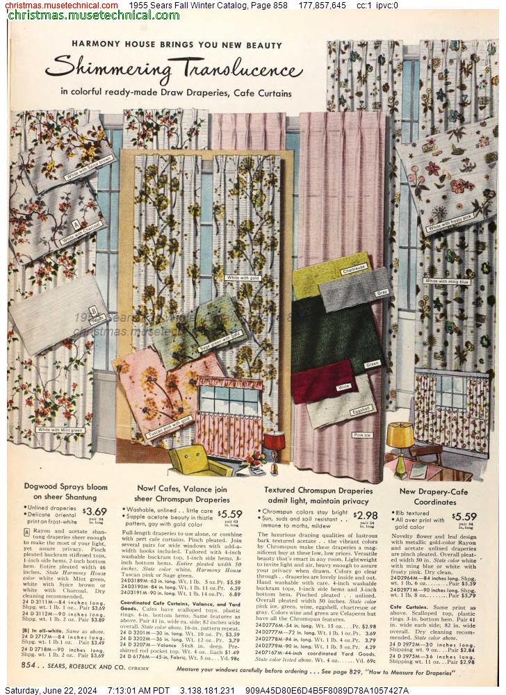 1955 Sears Fall Winter Catalog, Page 858
