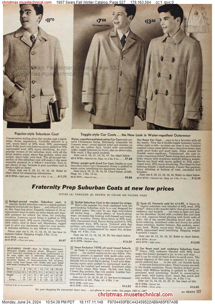 1957 Sears Fall Winter Catalog, Page 527