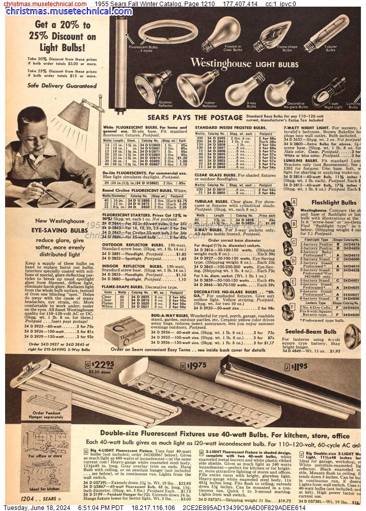 1955 Sears Fall Winter Catalog, Page 1210