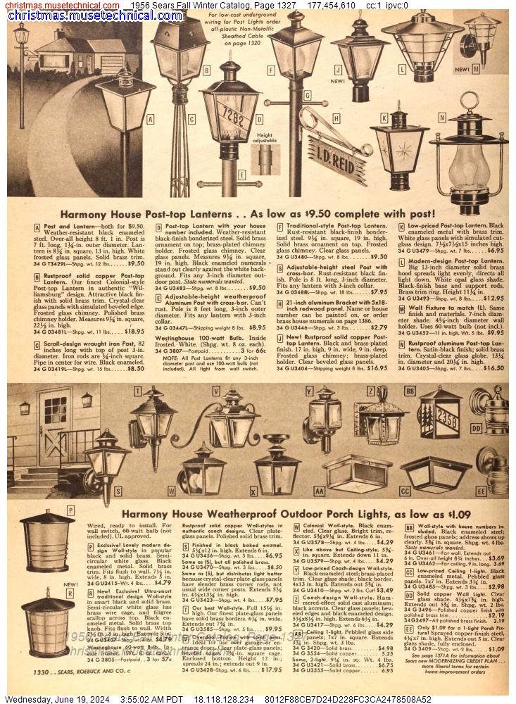1956 Sears Fall Winter Catalog, Page 1327