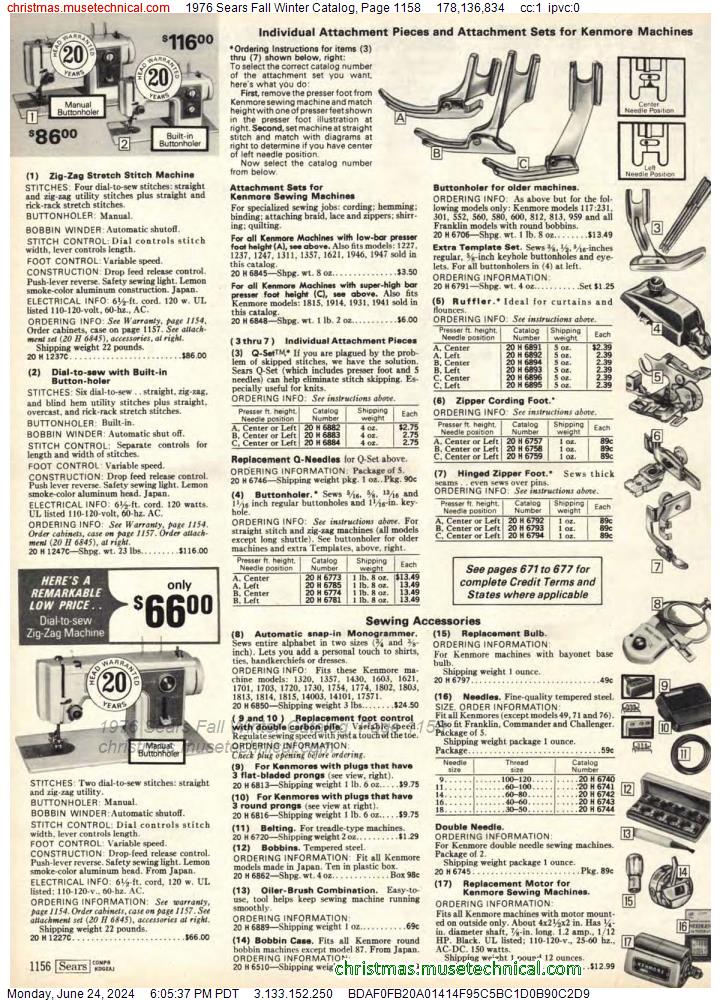 1976 Sears Fall Winter Catalog, Page 1158