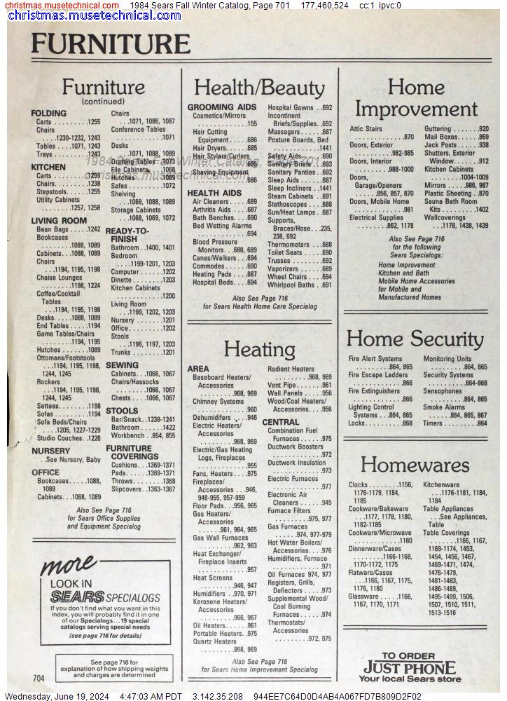 1984 Sears Fall Winter Catalog, Page 701