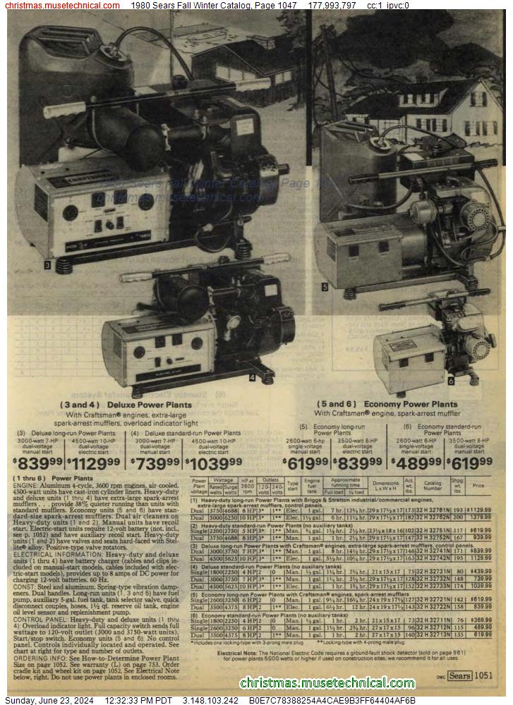1980 Sears Fall Winter Catalog, Page 1047