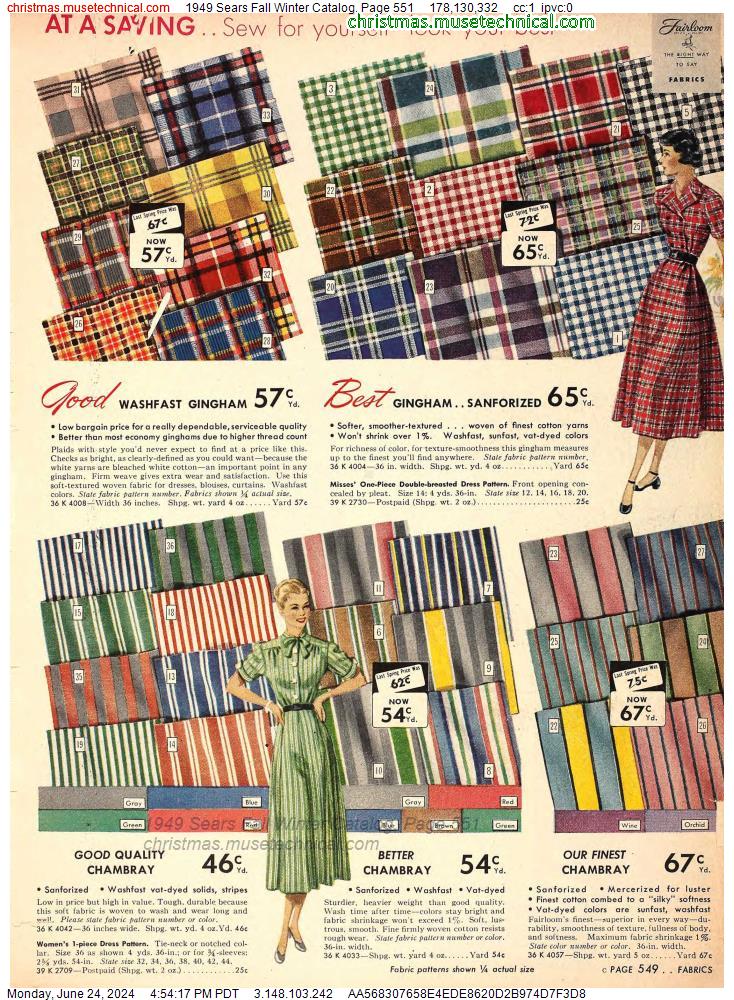 1949 Sears Fall Winter Catalog, Page 551