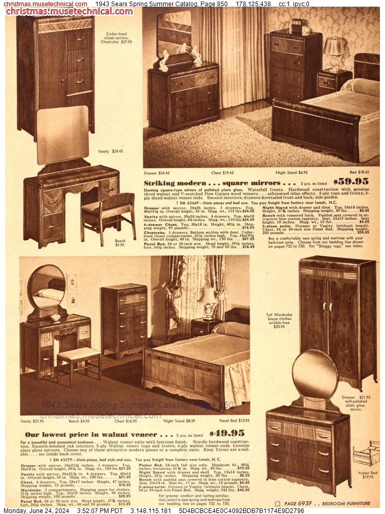 1943 Sears Spring Summer Catalog, Page 850