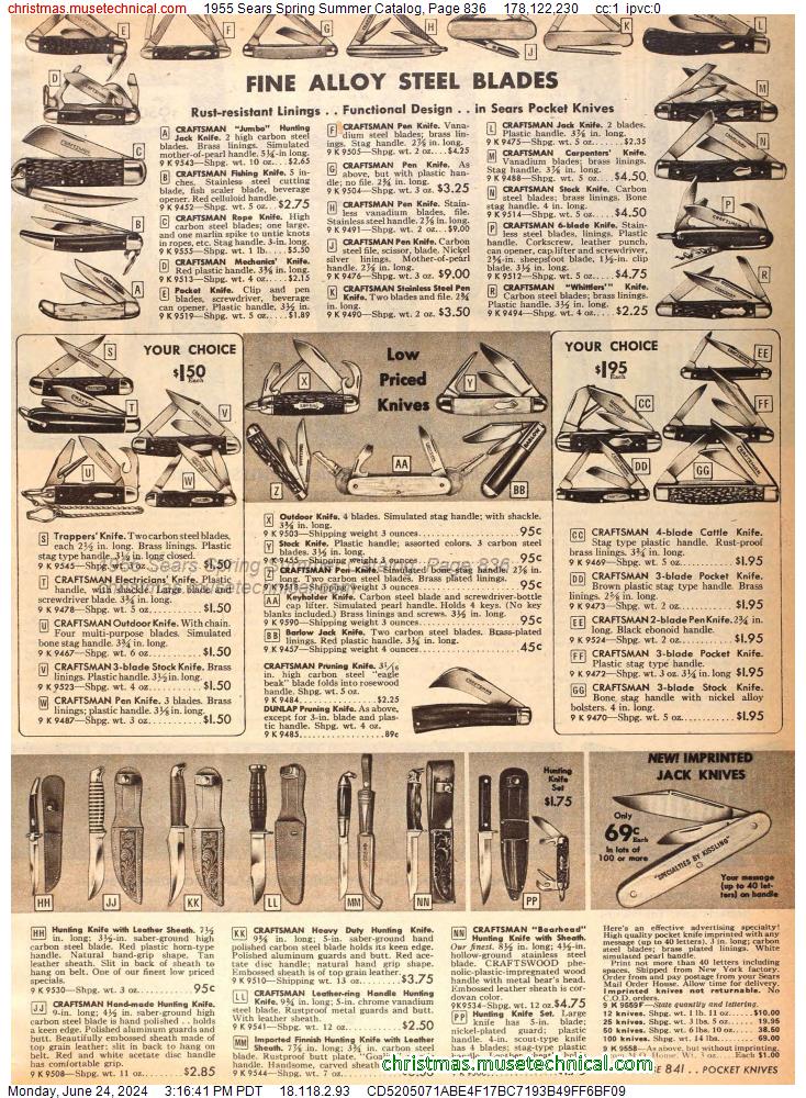 1955 Sears Spring Summer Catalog, Page 836