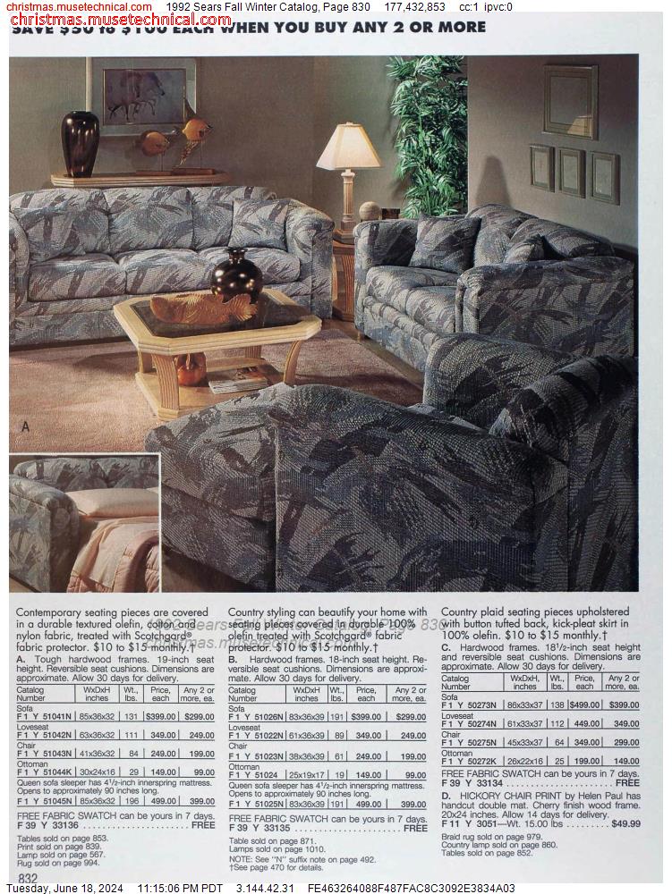 1992 Sears Fall Winter Catalog, Page 830