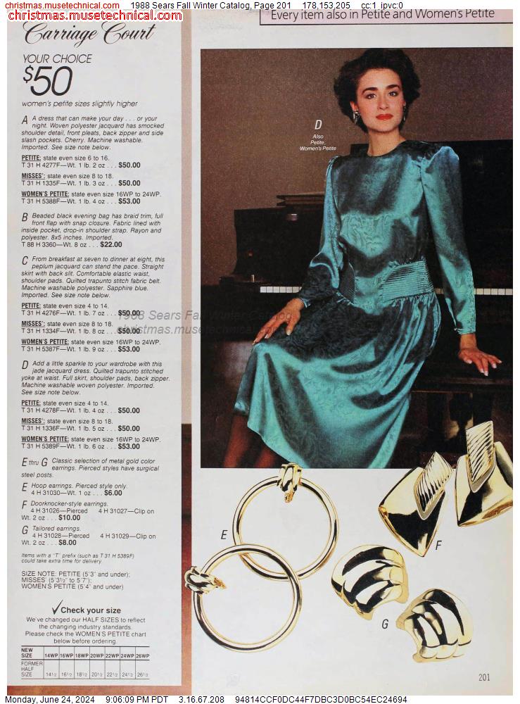 1988 Sears Fall Winter Catalog, Page 201