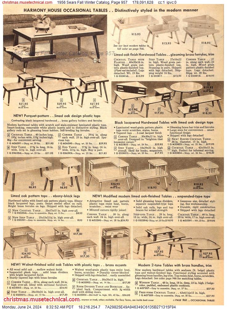 1956 Sears Fall Winter Catalog, Page 957