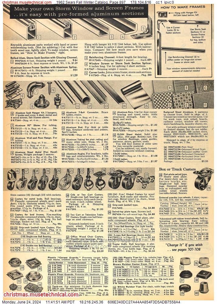 1962 Sears Fall Winter Catalog, Page 897