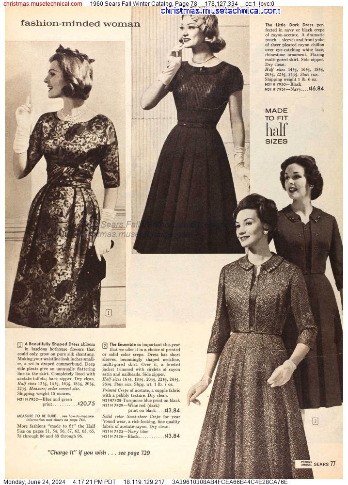 1960 Sears Fall Winter Catalog, Page 78