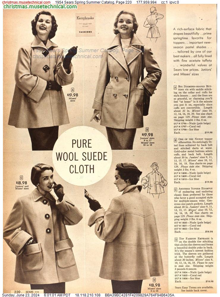 1954 Sears Spring Summer Catalog, Page 220