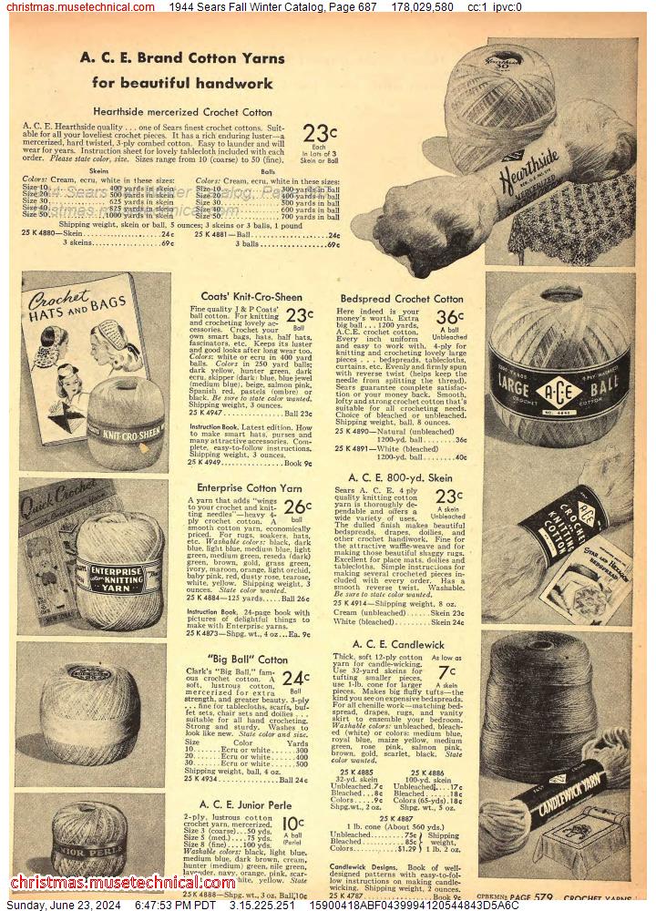 1944 Sears Fall Winter Catalog, Page 687