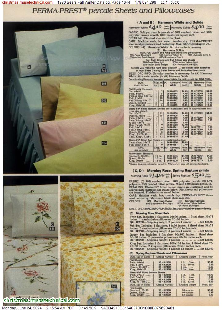 1980 Sears Fall Winter Catalog, Page 1644