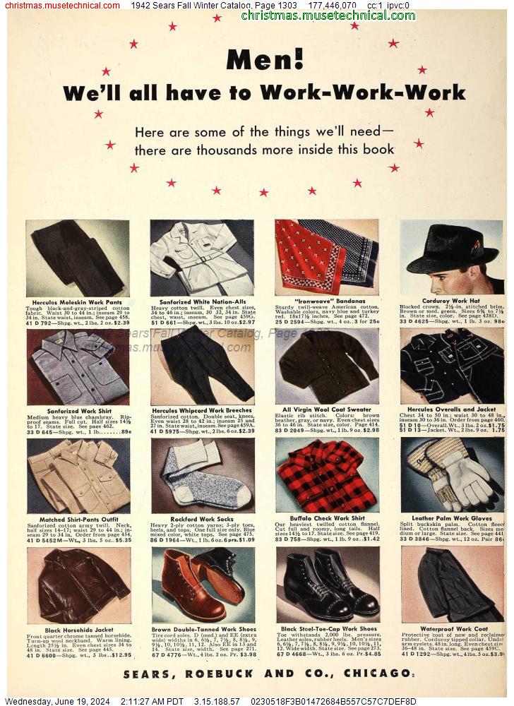 1942 Sears Fall Winter Catalog, Page 1303