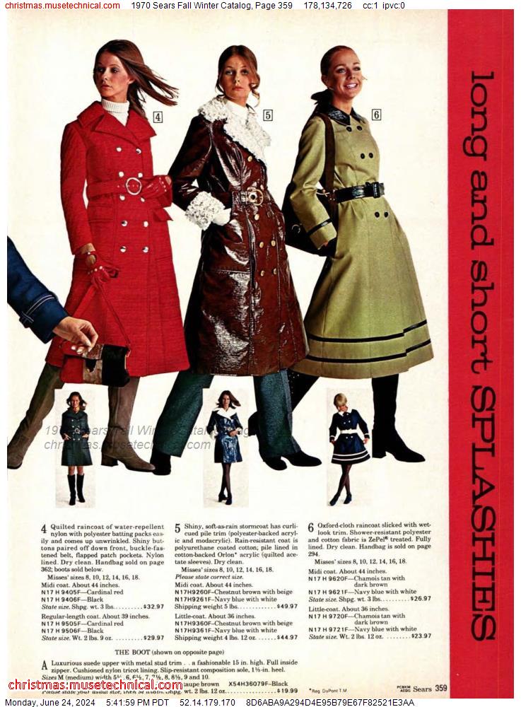 1970 Sears Fall Winter Catalog, Page 359