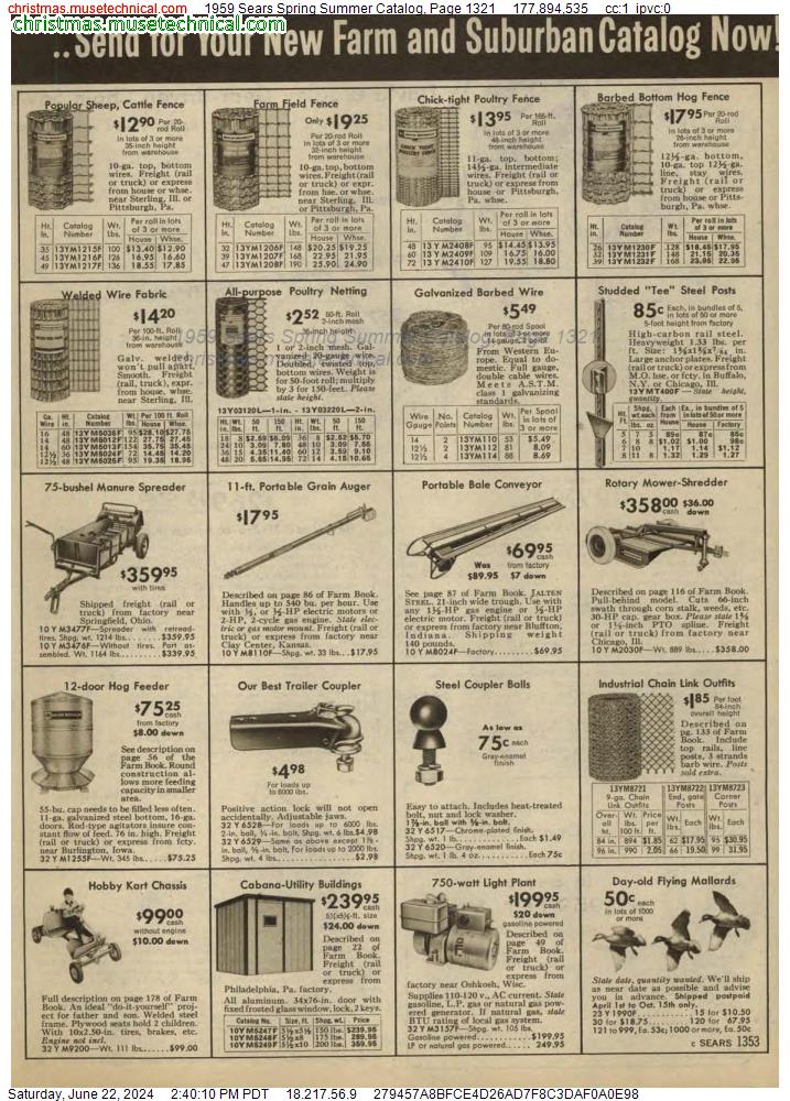 1959 Sears Spring Summer Catalog, Page 1321