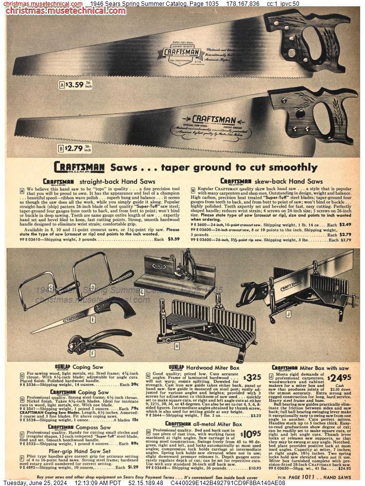 1946 Sears Spring Summer Catalog, Page 1035