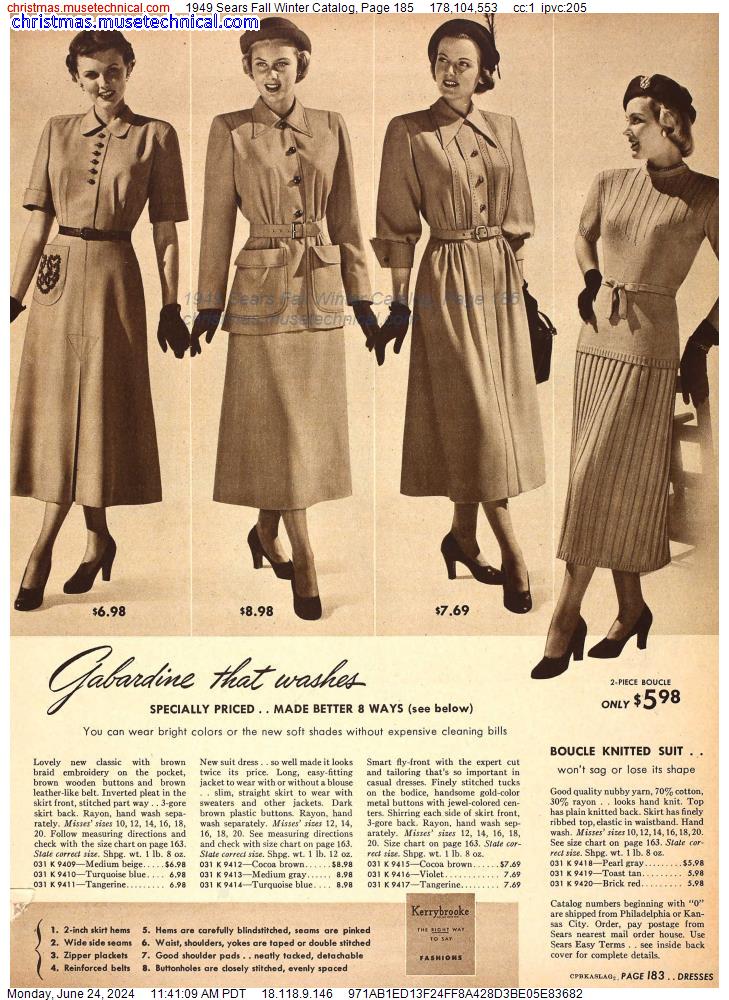 1949 Sears Fall Winter Catalog, Page 185