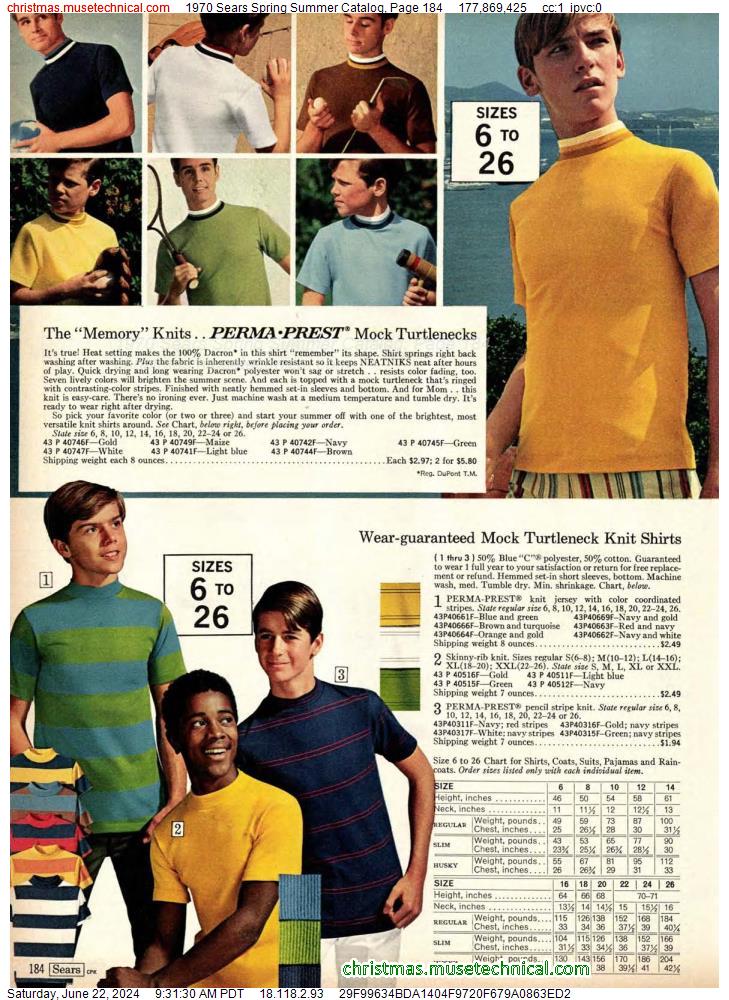 1970 Sears Spring Summer Catalog, Page 184