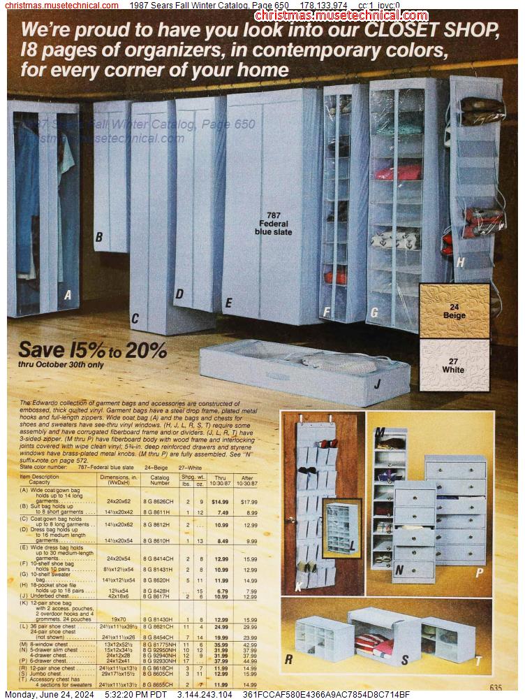 1987 Sears Fall Winter Catalog, Page 650