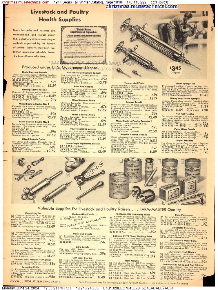 1944 Sears Fall Winter Catalog, Page 1010