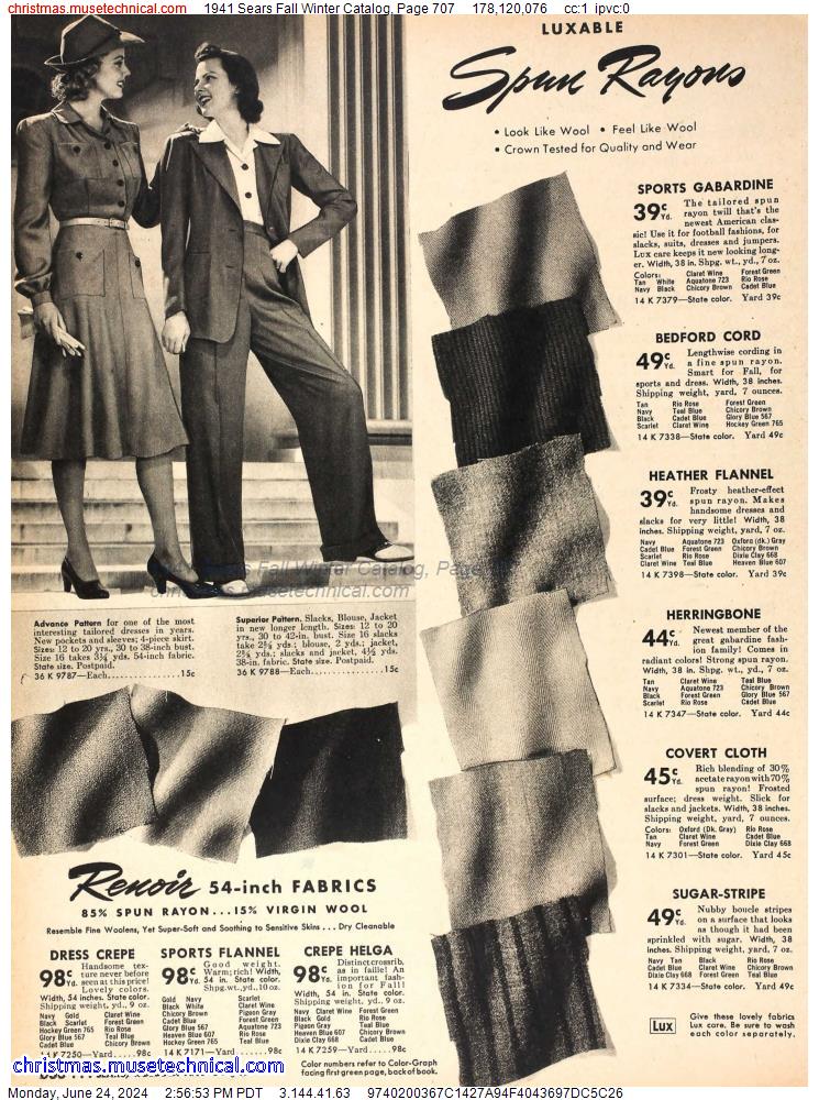 1941 Sears Fall Winter Catalog, Page 707