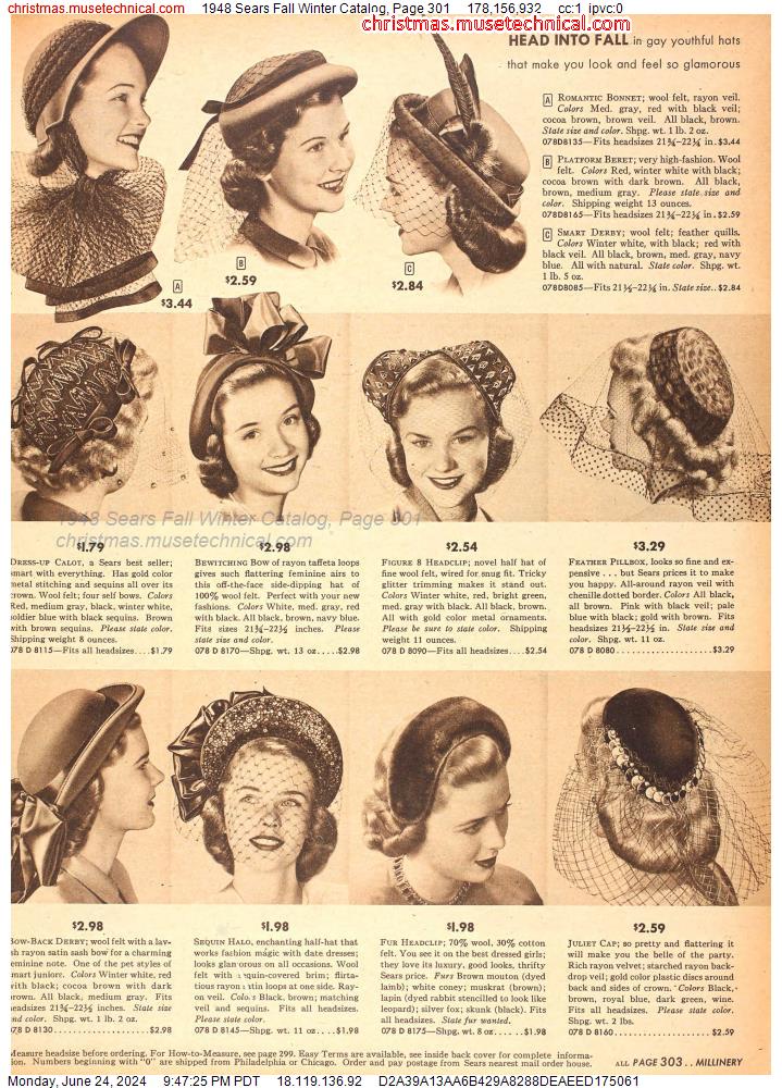 1948 Sears Fall Winter Catalog, Page 301