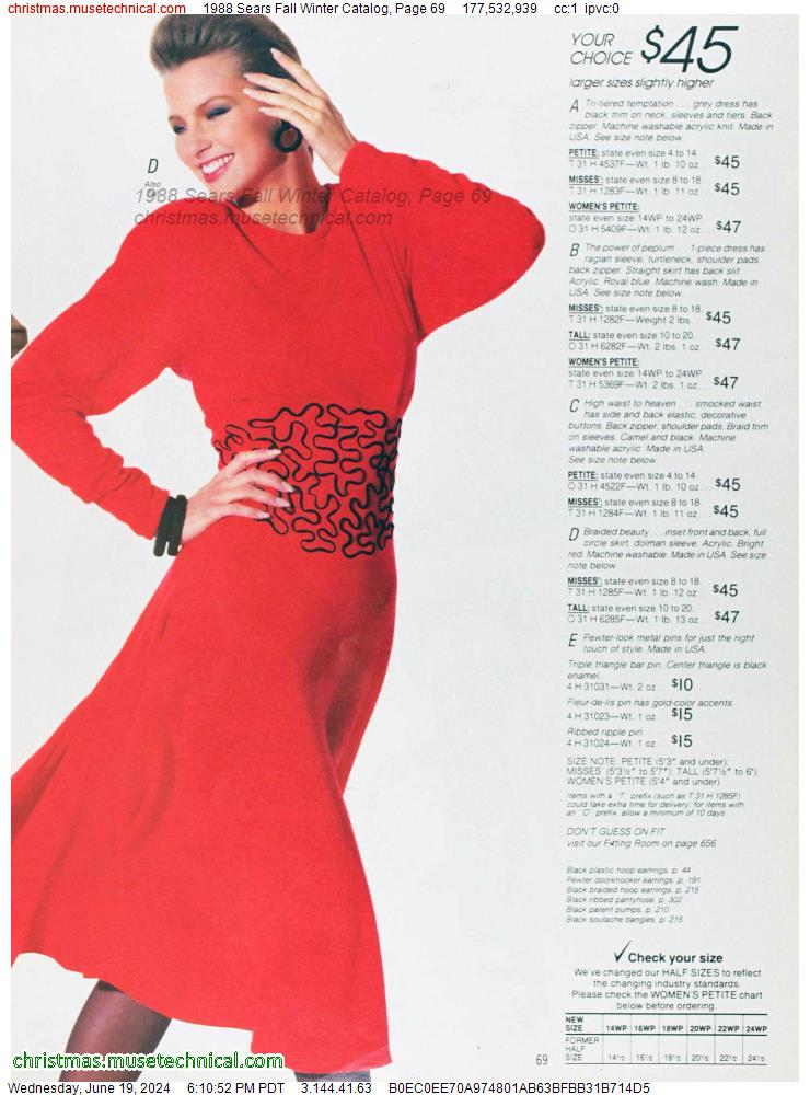 1988 Sears Fall Winter Catalog, Page 69