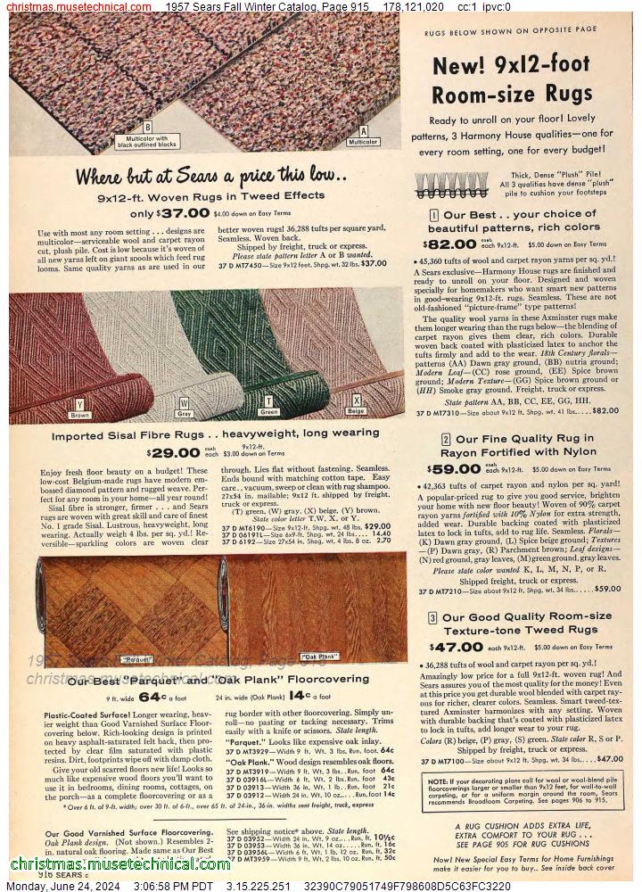 1957 Sears Fall Winter Catalog, Page 915