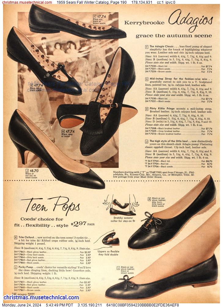 1959 Sears Fall Winter Catalog, Page 190