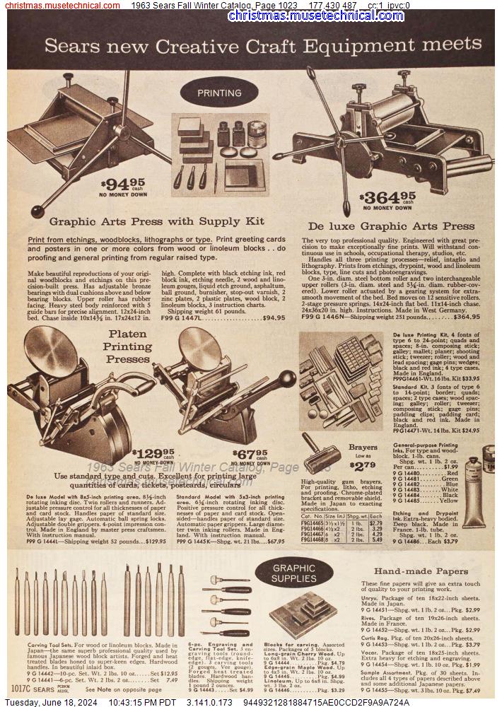 1963 Sears Fall Winter Catalog, Page 1023
