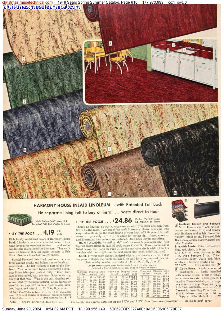 1949 Sears Spring Summer Catalog, Page 610
