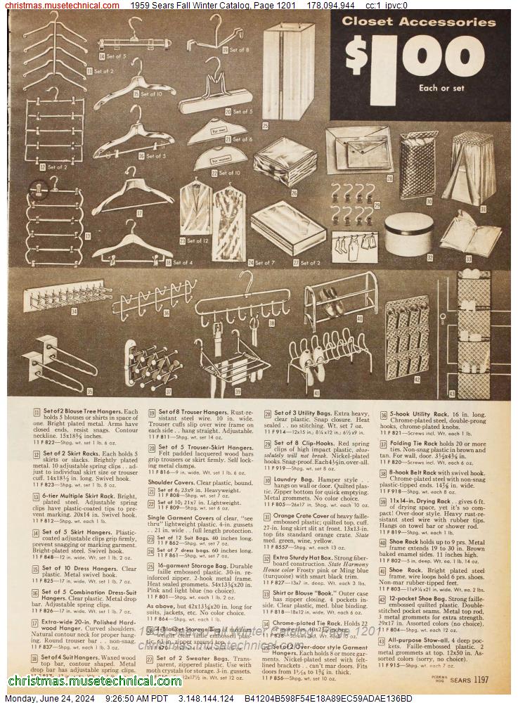 1959 Sears Fall Winter Catalog, Page 1201