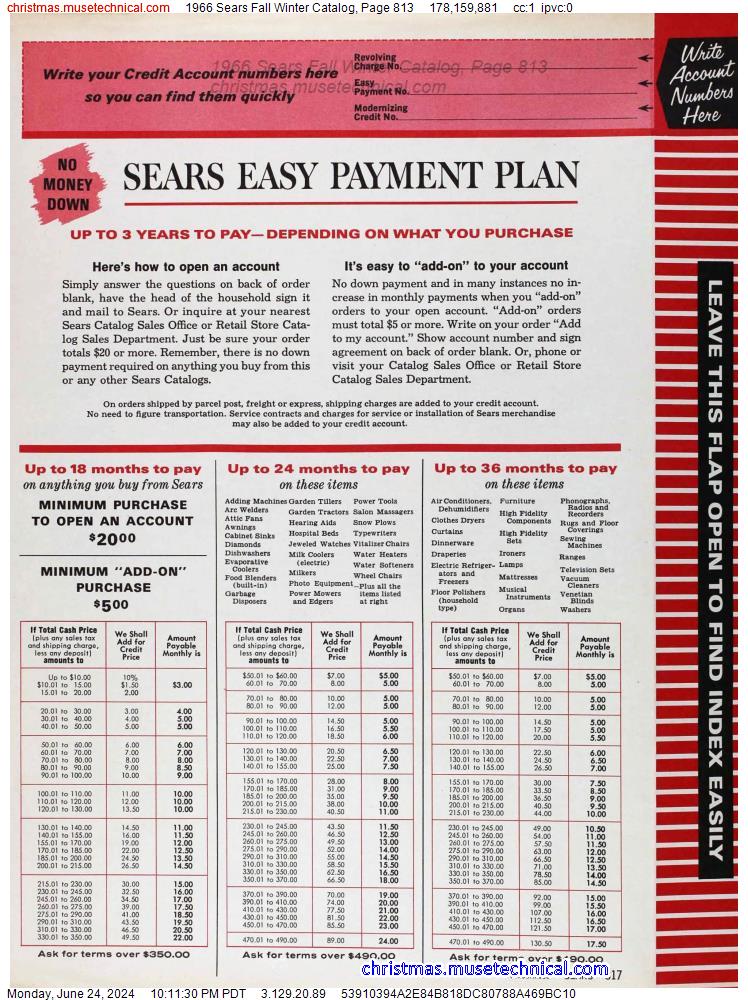 1966 Sears Fall Winter Catalog, Page 813