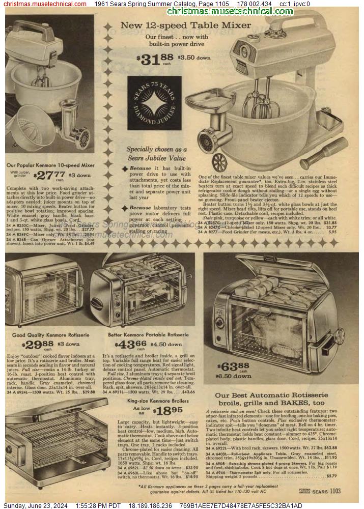 1961 Sears Spring Summer Catalog, Page 1105