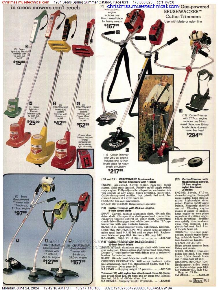 1981 Sears Spring Summer Catalog, Page 831