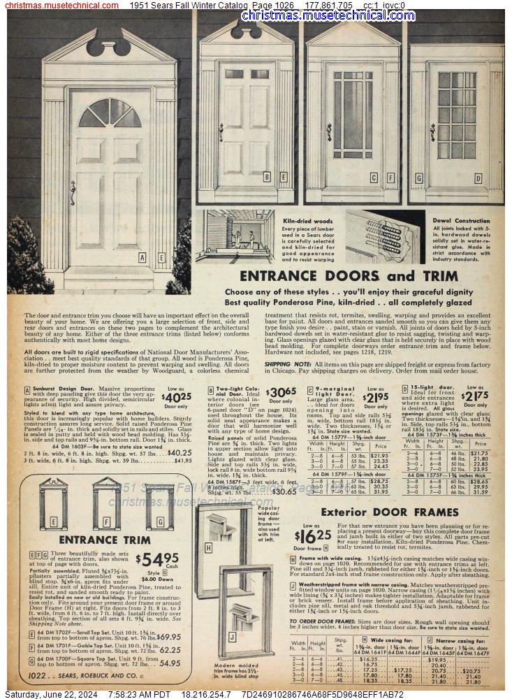 1951 Sears Fall Winter Catalog, Page 1026