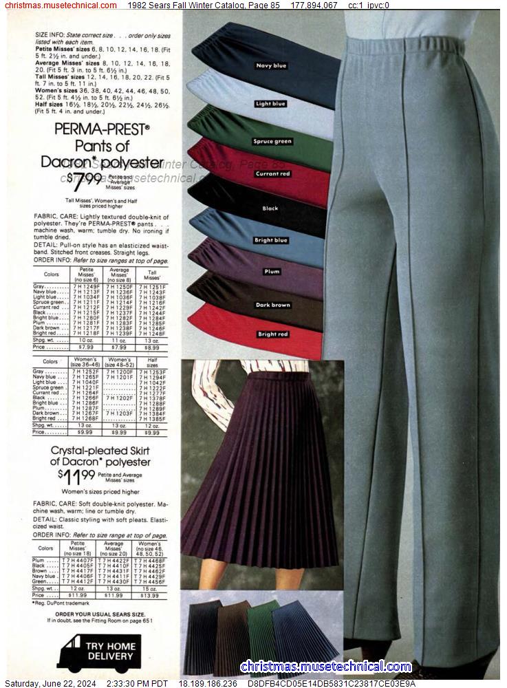 1982 Sears Fall Winter Catalog, Page 85