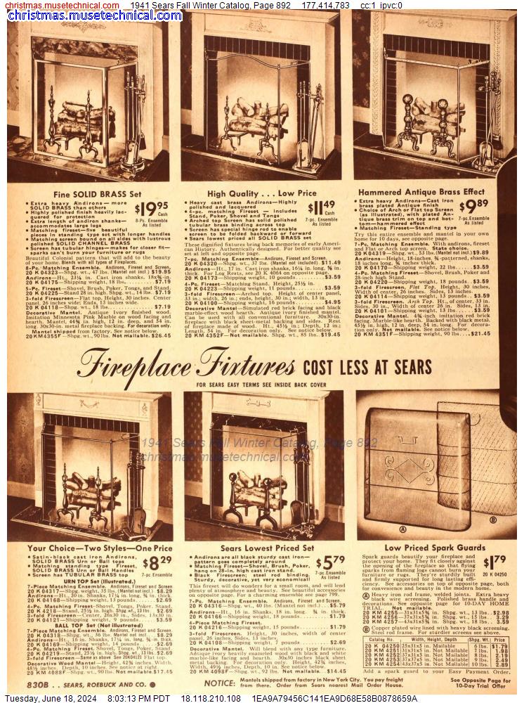 1941 Sears Fall Winter Catalog, Page 892