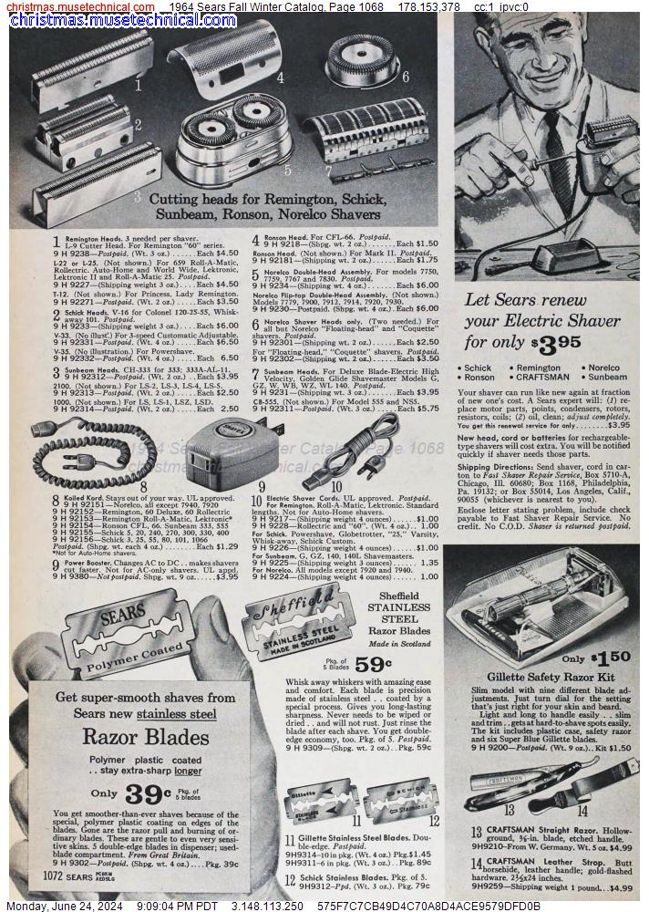 1964 Sears Fall Winter Catalog, Page 1068