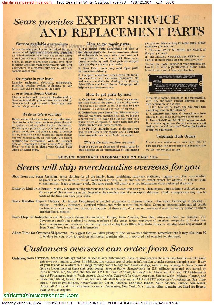 1963 Sears Fall Winter Catalog, Page 773