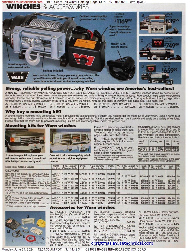 1992 Sears Fall Winter Catalog, Page 1336