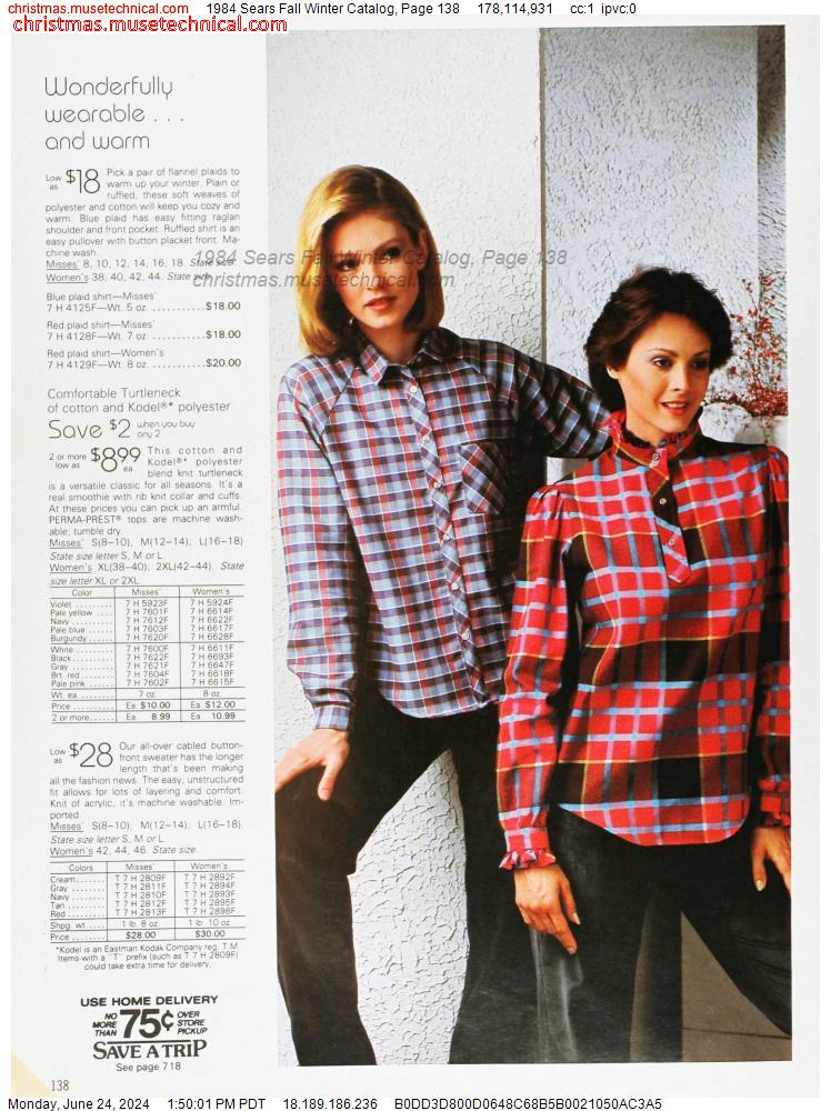 1984 Sears Fall Winter Catalog, Page 138