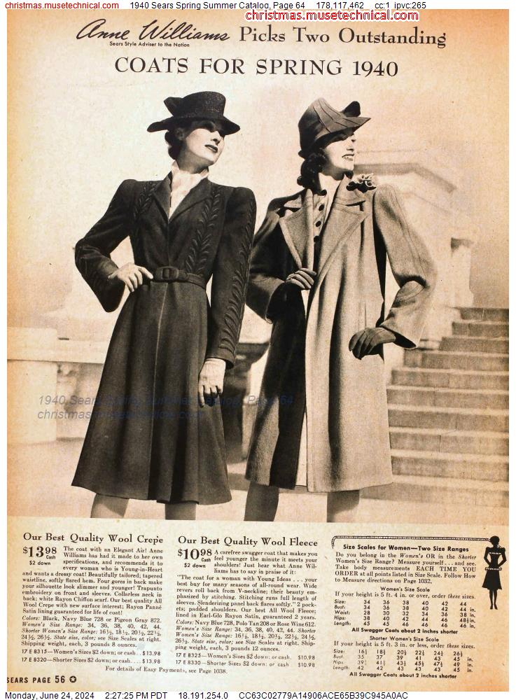 1940 Sears Spring Summer Catalog, Page 64